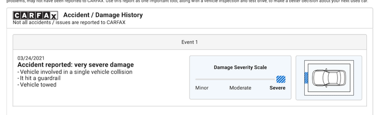 Sample report section — Accident & damage detail